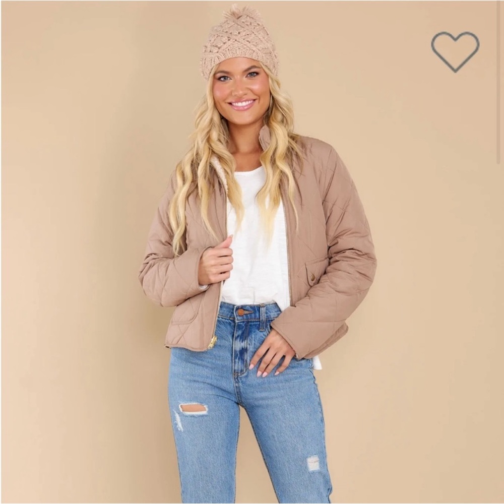 Red Dress Boutique NWT Tan Quilted Sherpa Reversible Jacket Size XL